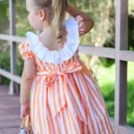 SOFIA - Orange Stripe Smocked Dress